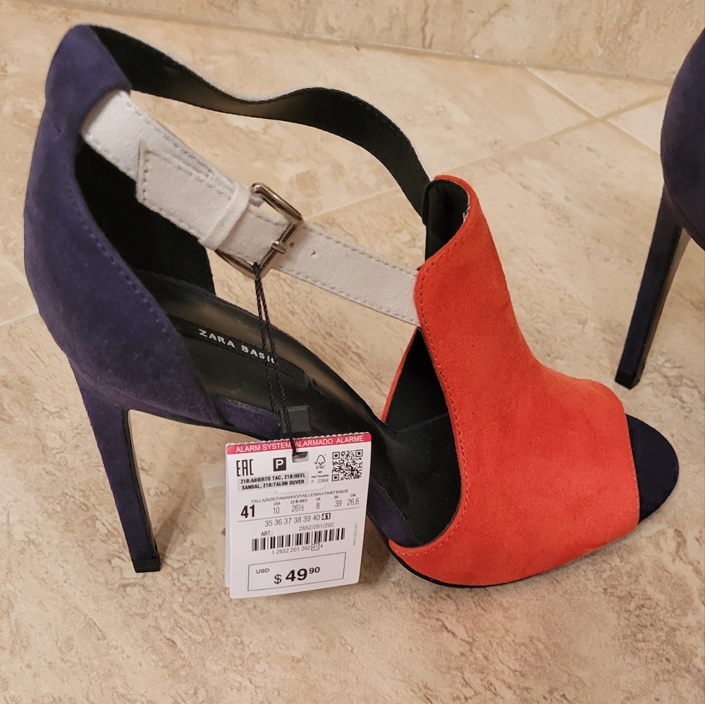 Zara red and blue heels